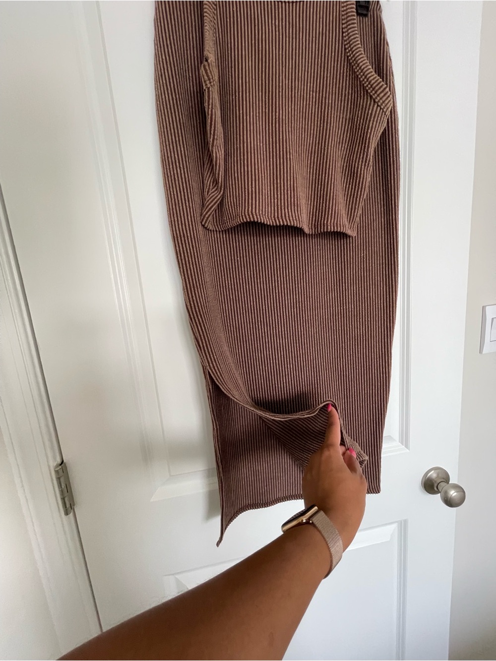 No Boundaries Ribbed Brown Midi Skirt Set - Picture 3 of 10